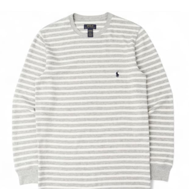 구합니다)폴로 랄프로렌 스트라이프 와플 롱슬리브 그레이