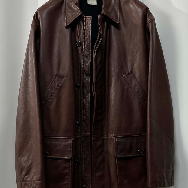 폴로 랄프로렌 카우하이드 우드브라운 카코트 레더 자켓