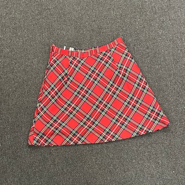 OS)Pandora vintage 타탄체크 레드 스커트