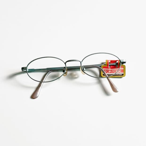 90s TORTOISE 매트 민트 슬림 오벌 메탈 빈티지 안경
