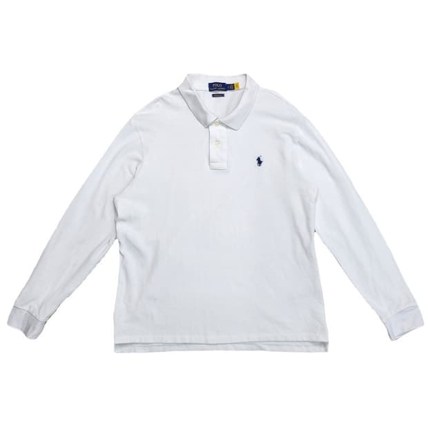 RALPH LAUREN 카라 긴팔티 화이트 L