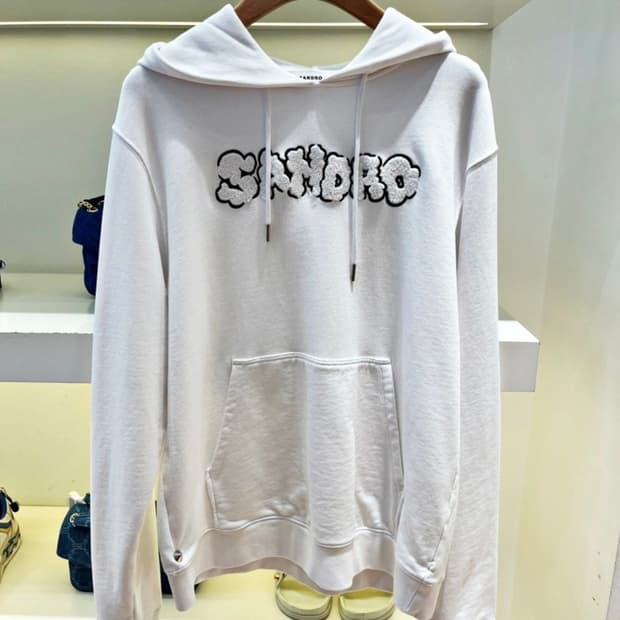 Sandro 산드로 흰색 로고 후드티 M