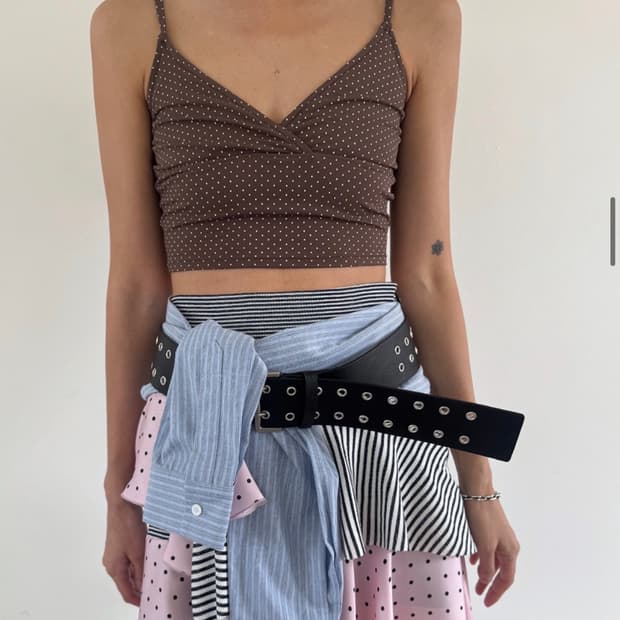 S/e/o 에스이오 DOT TANK TOP BROWN 나시 탑