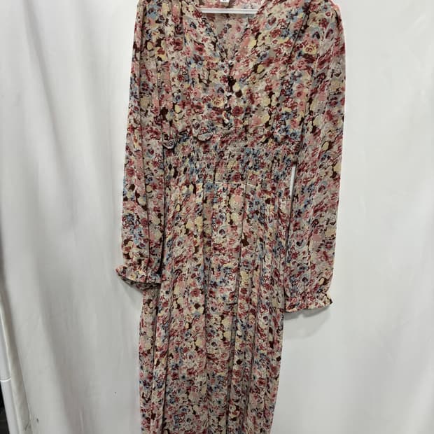 허리밴딩 쉬폰 플라워 롱 원피스 XL