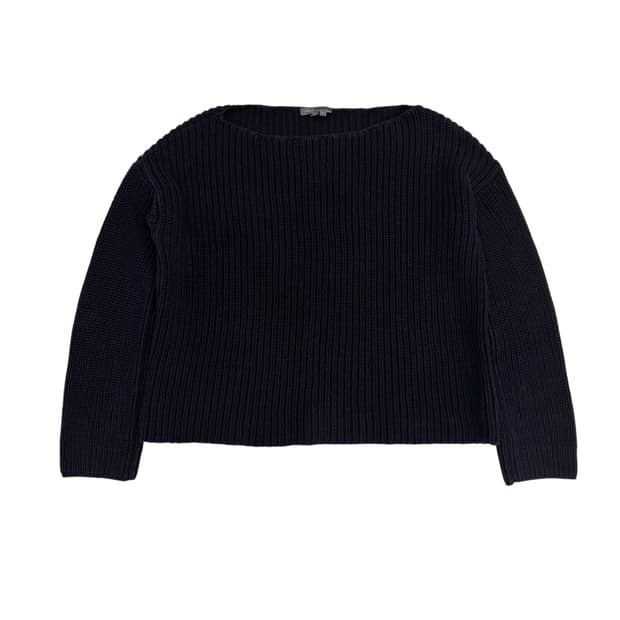 빈스 네이비 골지 니트