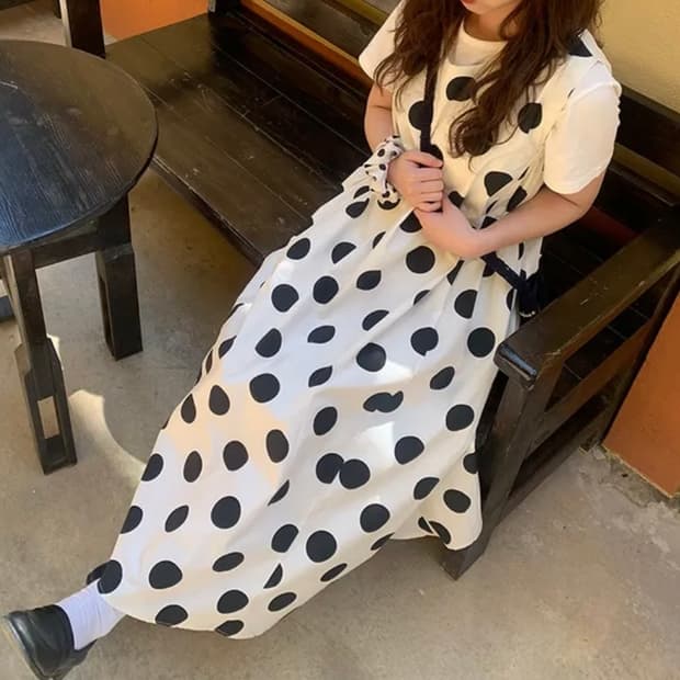 도트 원피스 새상품