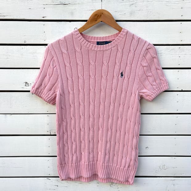 Polo 폴로 케이블 꽈배기 반팔 니트