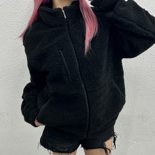 안다르 블랙 뽀글이 집업