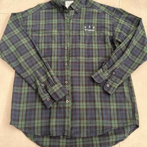 아이앱 스튜디오 블랙워치 타탄 셔츠 블루 그린