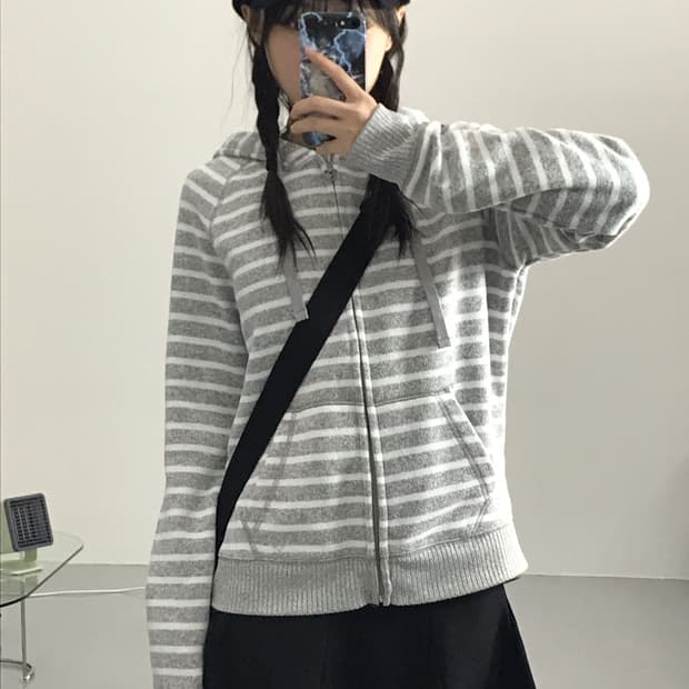 Jpn Poly Striped Zip Up Hoodies