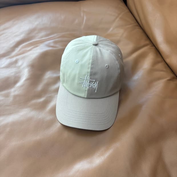 스투시 6패널 볼캡 모자 투톤 베이지 탄