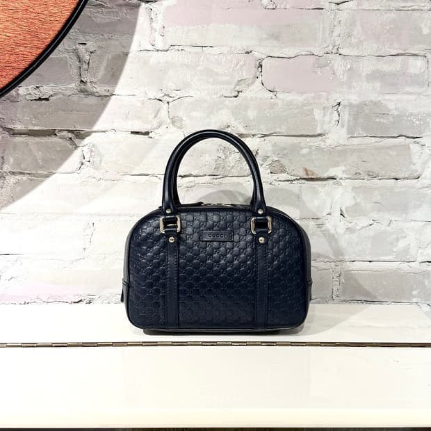 구찌 네이비 마이크로시마 스몰 토트백