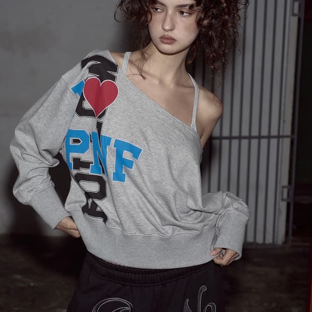 플리즈노팔로우 I LOVE PNF Logo SweatShirt 그레이
