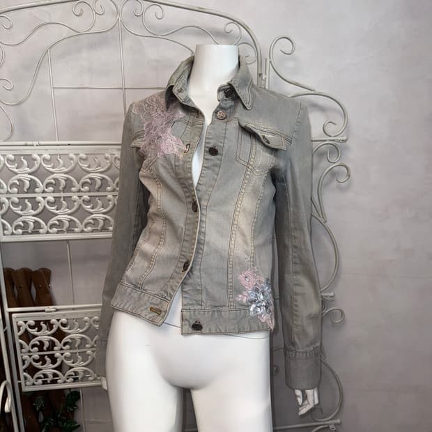 Obzee fairy flower lace denim jacket