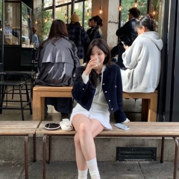 레이지샵 르망 트위드 자켓 네이비