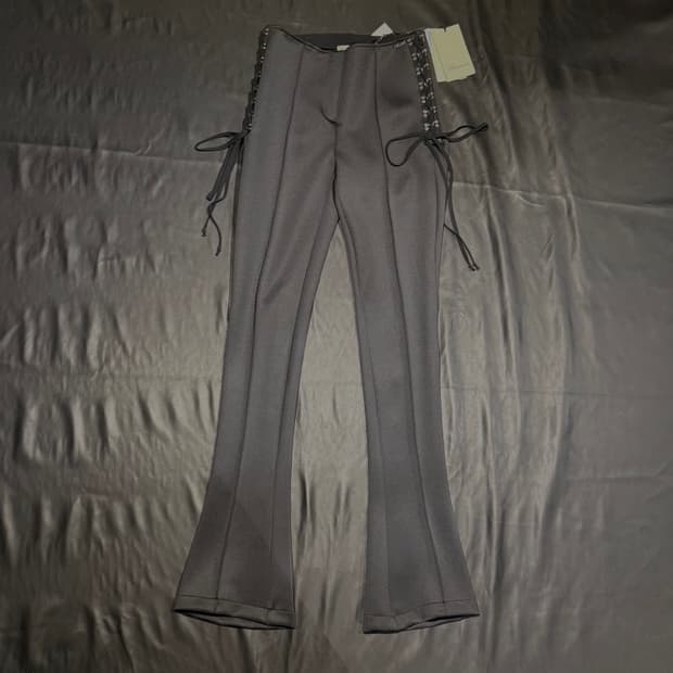 블루마린 레이스업 디테일 팬츠