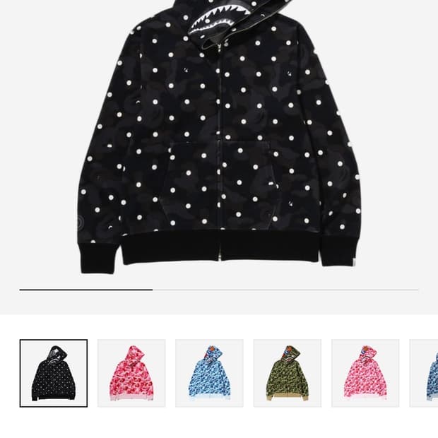 베이프 ABC 닷 샤크 풀 집 후드 도트 집업 블랙 XL 새상품
