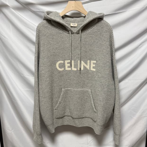 [S+급/S] 셀린느 리브드 울 니트 후드티 그레이