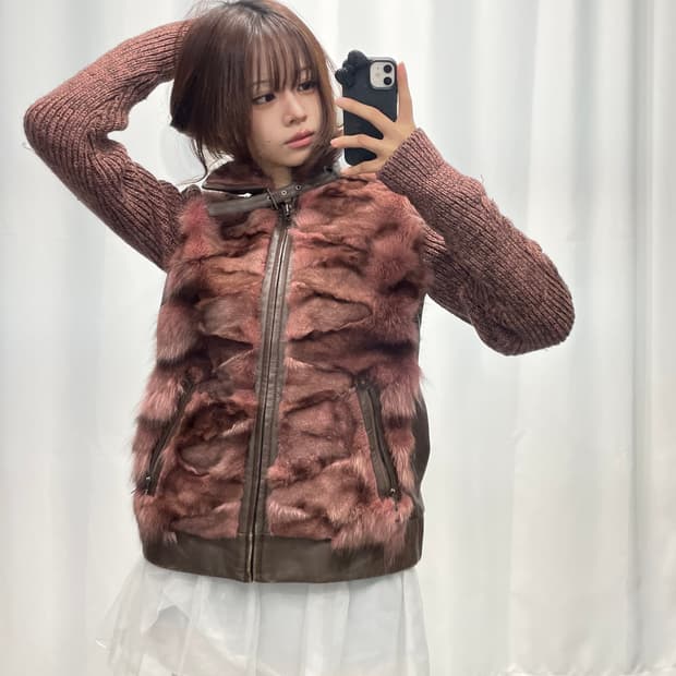 🎸핑크 니트 퍼 자켓🎸