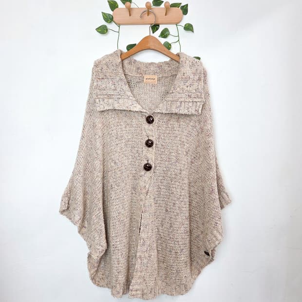 색실 콕콕 케이프 가디건