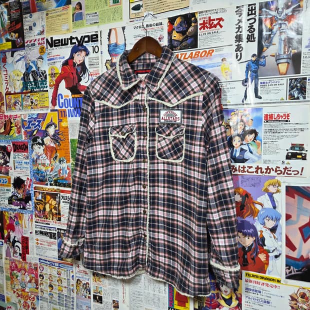 컨버스 JPN 퍼 포인트 핑크 웨스턴 체크 셔츠