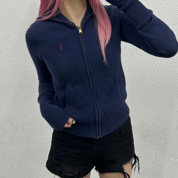 폴로 랄프로렌 세일러 네이비 니트 카라집업 S