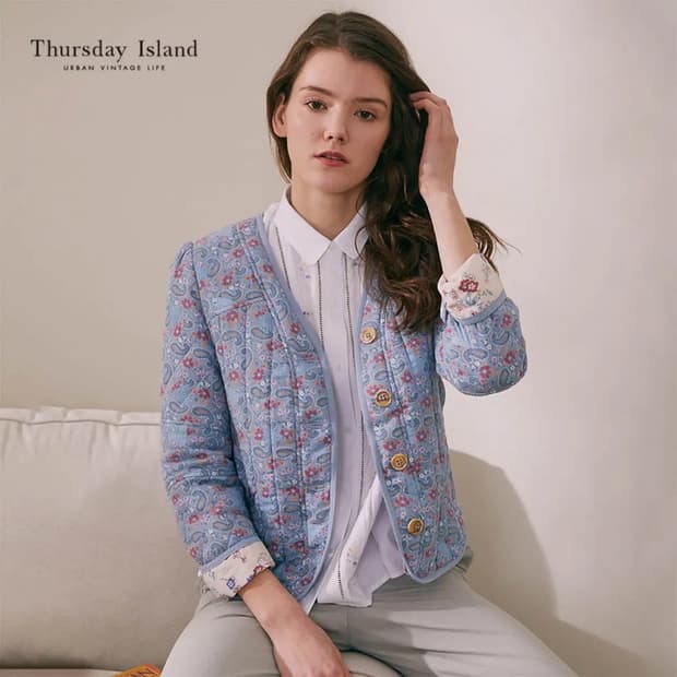 Thursday Island 써스데이 아일랜드 여성 플라워 퀼팅 자켓 S