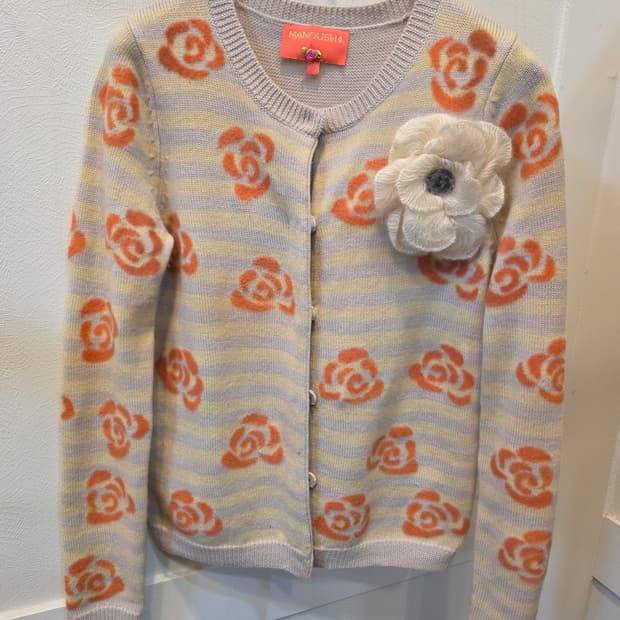 마누슈 오렌지장미 패턴 가디건