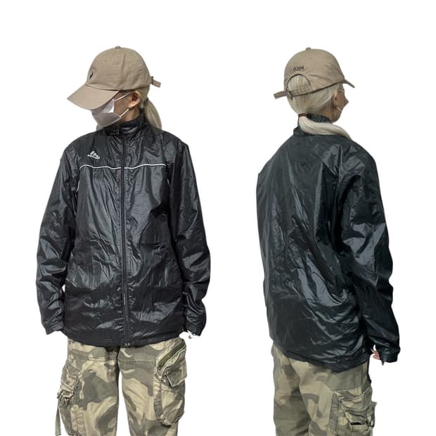 아디다스 블랙 로고 바람막이 자켓 L