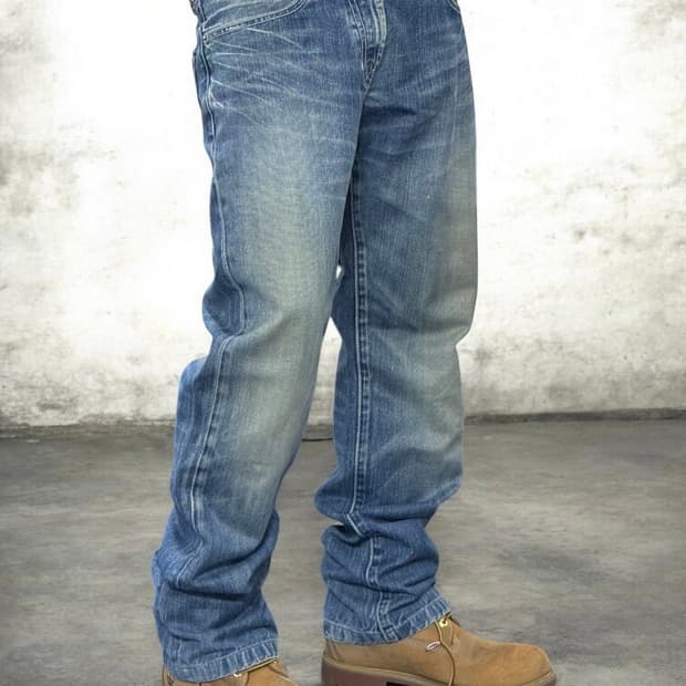 에비수 실버자수 워싱 데님 팬츠