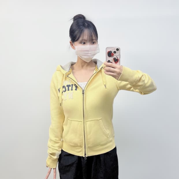 아베크롬비 피치 로고 후드집업 바나나