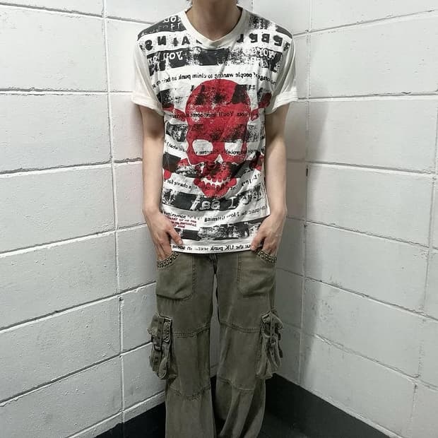 Fade stripe skull printing short 