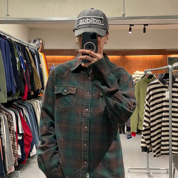 Oil cake 빈티지 웨스턴 체크 셔츠  