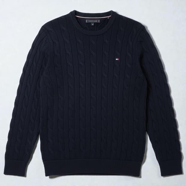 95)Tommy 타미 힐피거 케이블 꽈배기 니트 네이비