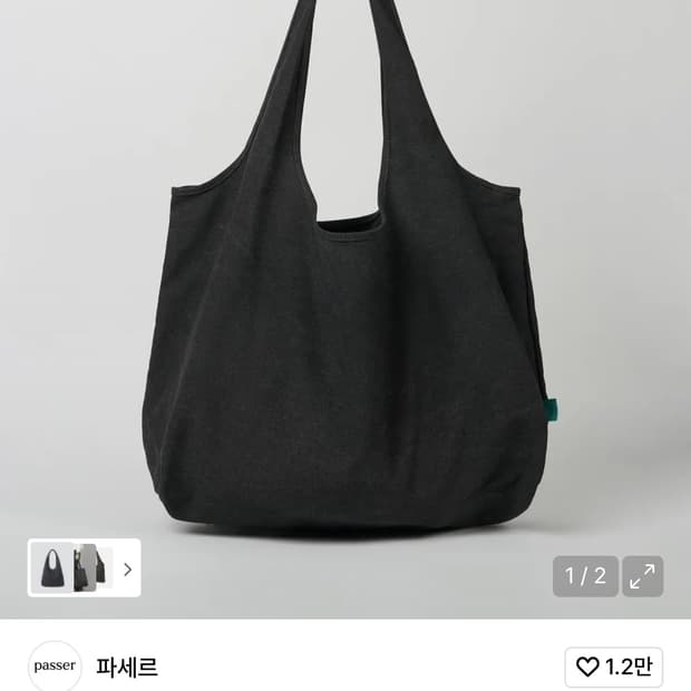 파세르 빈티지 캔버스 쇼퍼백 블랙