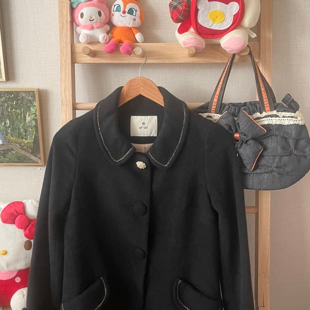 모리걸 빈티지 블랙 카라 코트 🖤🤍