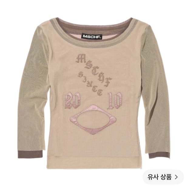 미스치프 보트넥 메쉬 탑 베이지