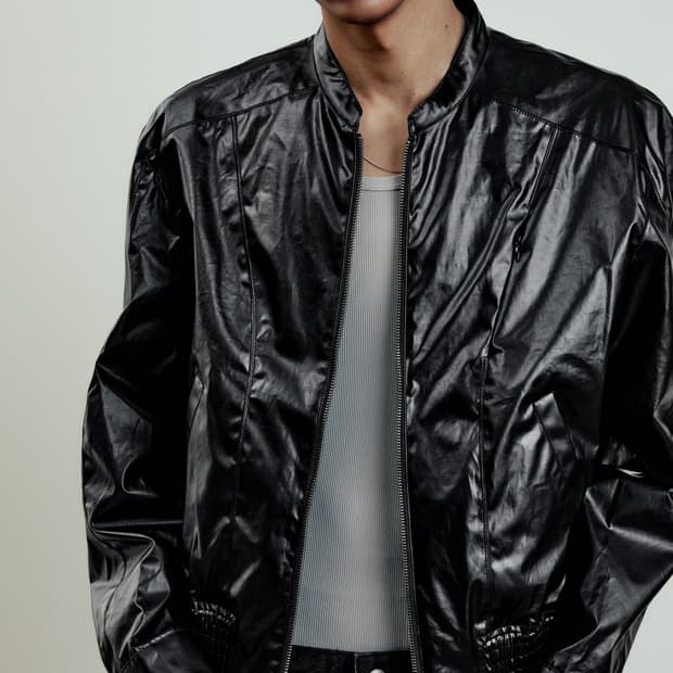 [44] 엘무드 글레이즈드 코튼 바이커 자켓 블랙