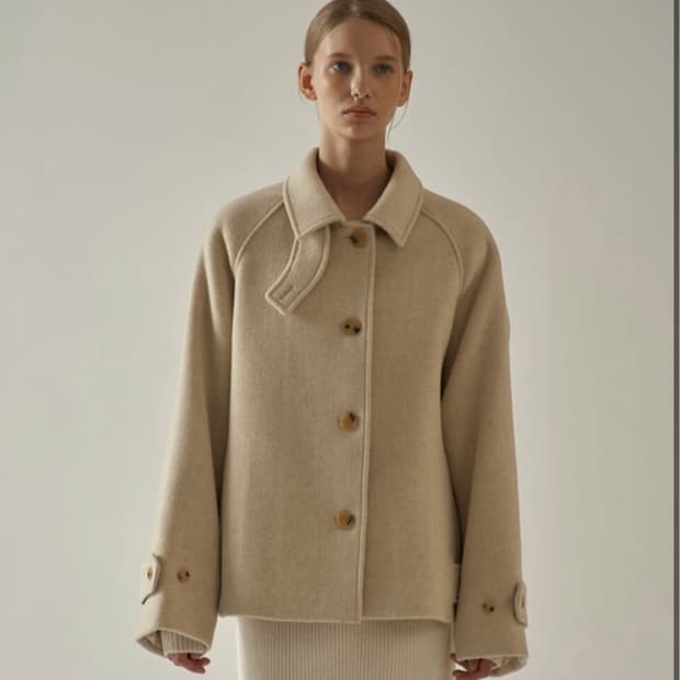 파사드패턴 캐시미어 하프코트 오트밀 S