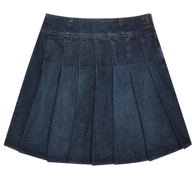 Coyseio DEEP DENIM PLEATS SKIRT NAVY 1