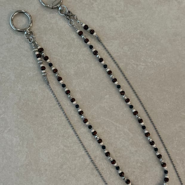 2중 레이어드 호두나무 포인트 바지체인