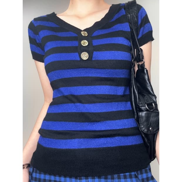 빈티지 펑크 스트라이프 티셔츠