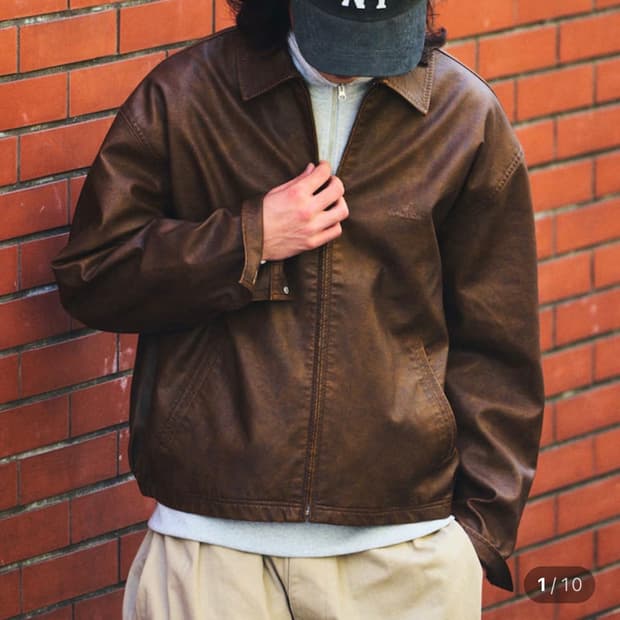 노티카 재팬 페이드 레더 브라운 블루종 자켓 m사이즈
