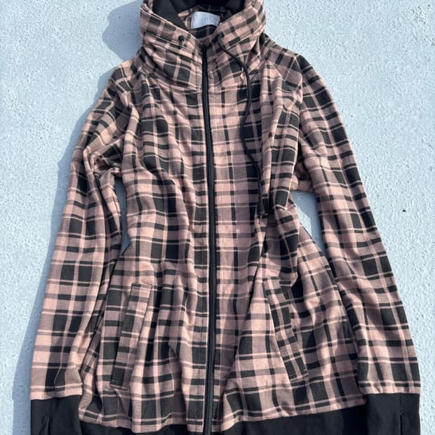 “Vintage”Y2K Bono-Hoodie Check Pattern Z