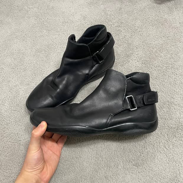 265) 프라다 스포츠 로고 벨크로 하이탑 스니커즈