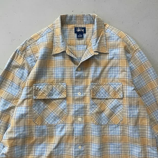레어)90s stussy 스투시 빈티지 오픈카라 셔츠