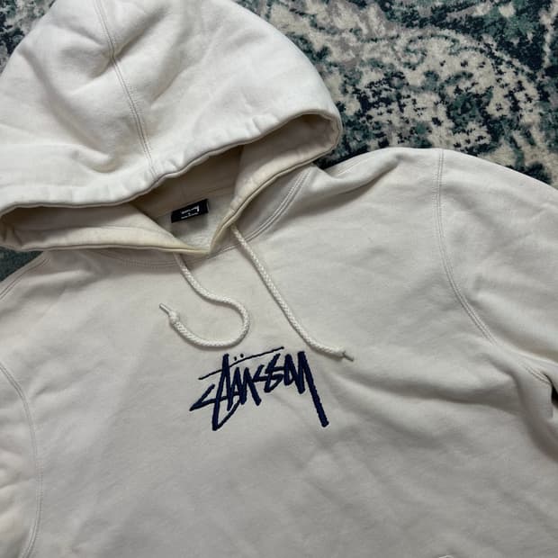 Stussy Jpn 라인 아플리케 빅스탁 로고 크림 후드 (L)