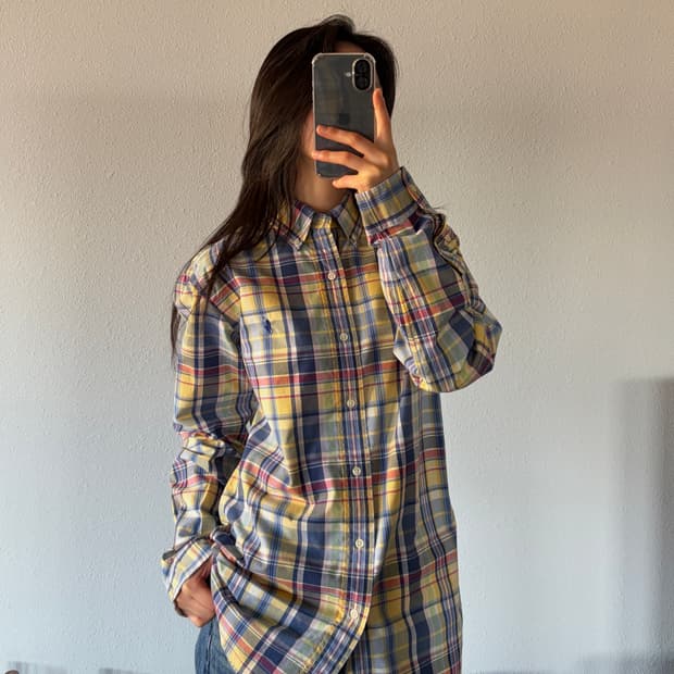 [S]폴로 랄프포렌 커스텀핏 플레이드 체크 셔츠