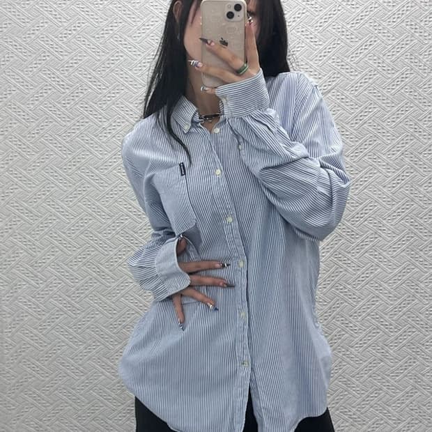 바버 모던 캐주얼 스트라이프 포켓 셔츠 105 C07606