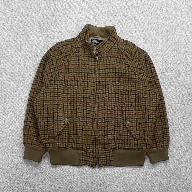 폴로 랄프로렌 건클럽 체크 울 트위드 헤링턴 바라쿠타 자켓